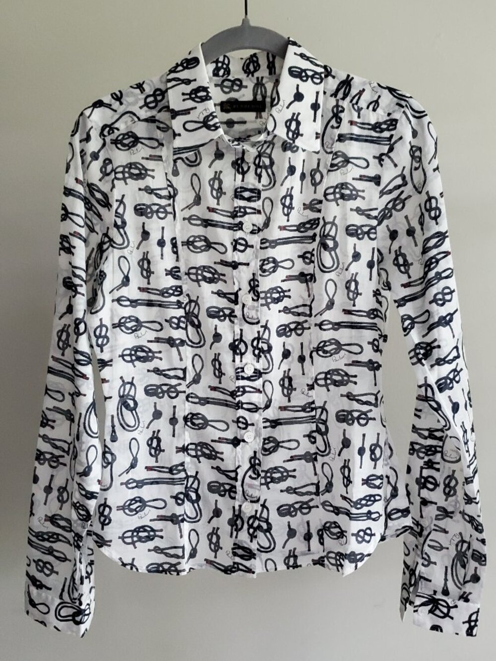 Burberry Italy White Cotton Nautical Rope Knot Shirt IT 40